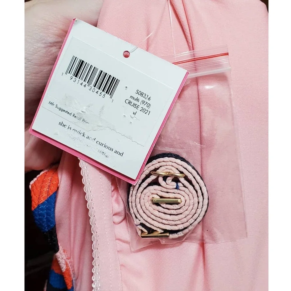 NWT! KATE SPADE Colorful Stripe Stretchy One-Shoulder One Piece Swimsuit XL - Picture 8 of 10